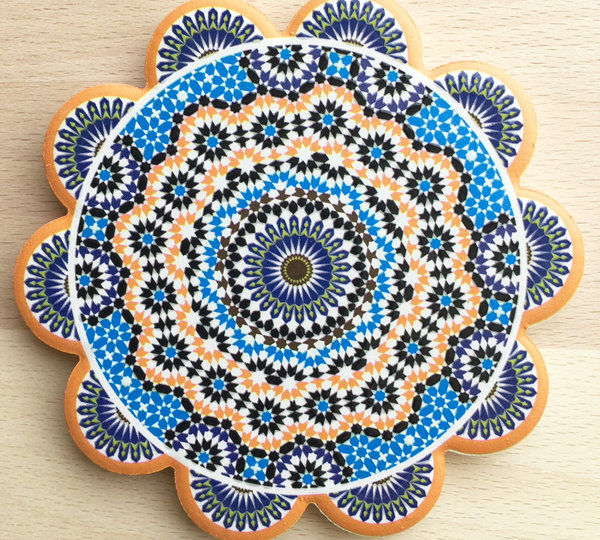 Tisch-Keramik-Untersetzer aus Marrakesch Orange/Blau  -nur noch begrenzte Anzahl vorhanden-