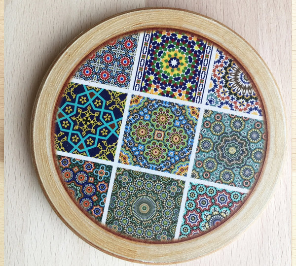 Tisch-Keramik-Untersetzer aus Marrakesch Mosaik-Muster rund -nur noch begrenzte Anzahl vorhanden-